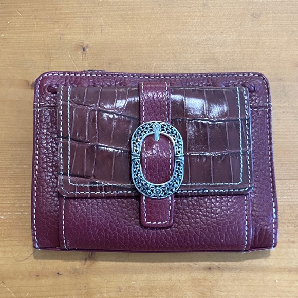 Brighton Handbags - Brighton Burgundy Leather Women's Wallet With Buckle